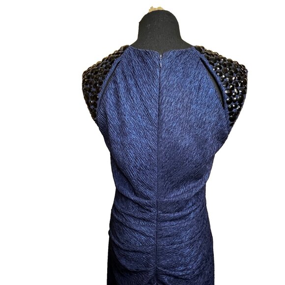 Xscape Navy Black Cocktail Fitted Knee Length Formal Dress SZ 8 Wedding Party - Picture 2 of 15